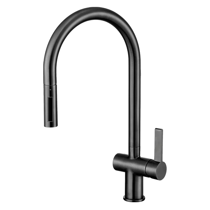 Vos Brushed Black Single Lever Pull Out Sink Mixer