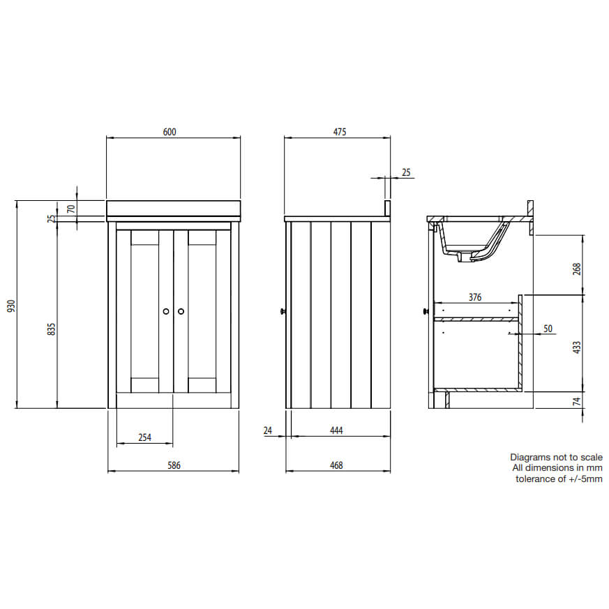 Lansdown 600mm Underslung Unit, Basin & Worktop