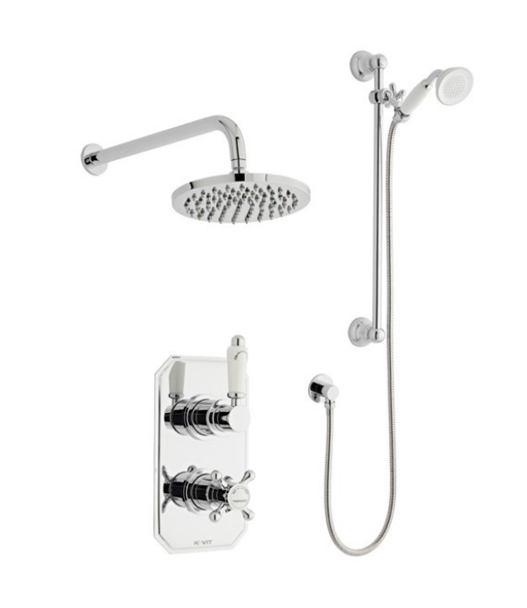 Viktory Thermostatic Shower With Slide Rail Kit And Overhead Drencher