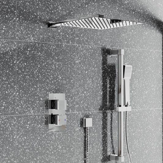 Pure Thermostatic Concealed Shower With Slide Rail Kit And Overhead Drencher