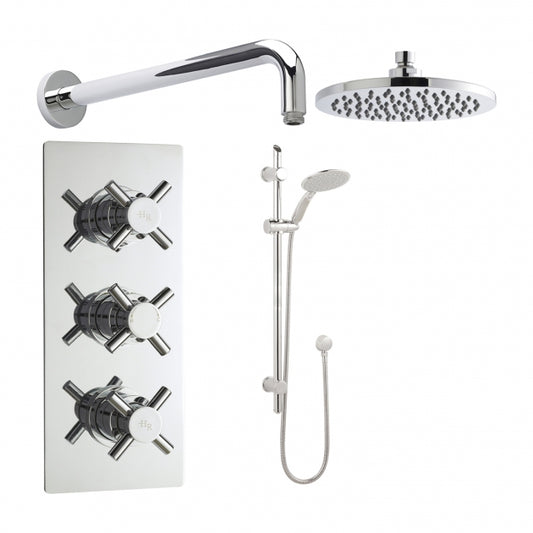 Klassique Triple Thermostatic Shower With Slide Rail Kit And Overhead Drencher
