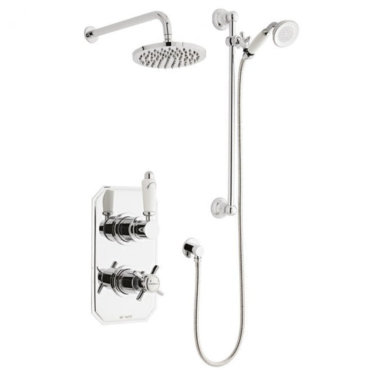 Klassique Thermostatic Shower With Slide Rail Kit And Overhead Drencher