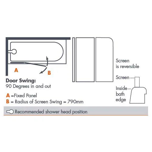 Mb3a Bathscreen 2 Panel Folding Curved